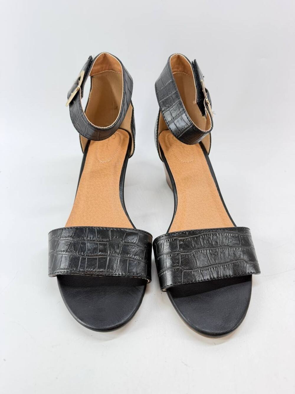 Comfort Black Ankle Strap Sandals Women Size 10M Open Toe Casual Dress